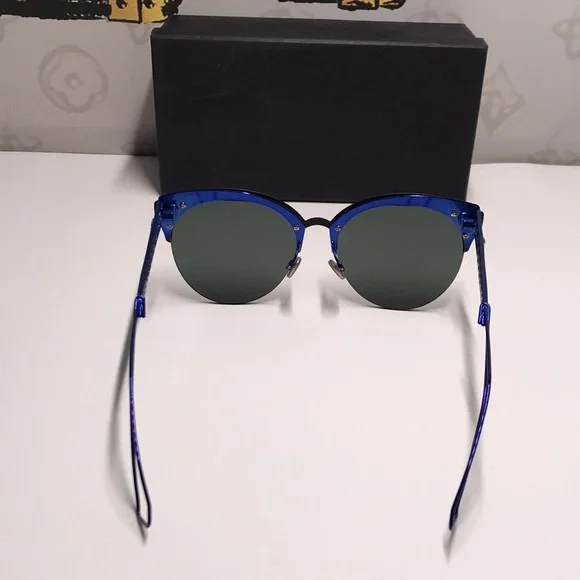 New Authentic CHRISTIAN DIOR Metal DioramaClub Sunglasses – Black & Blue Christian Dior Diorama Club G5V 2K Matte Black Blue New  main image 4